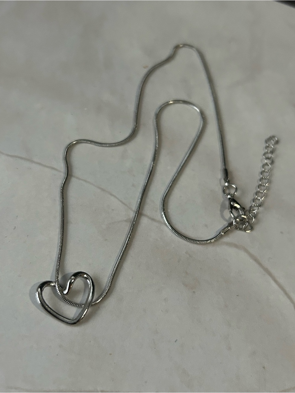 Silver Tone Heart Pendant Necklace